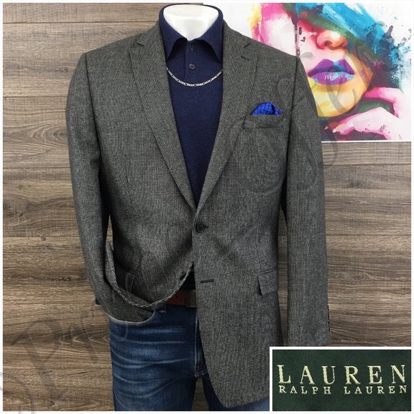 Ralph Lauren Mens Blazer Sport Coat Two Button Casual Jacket Size 44L Wool Suits